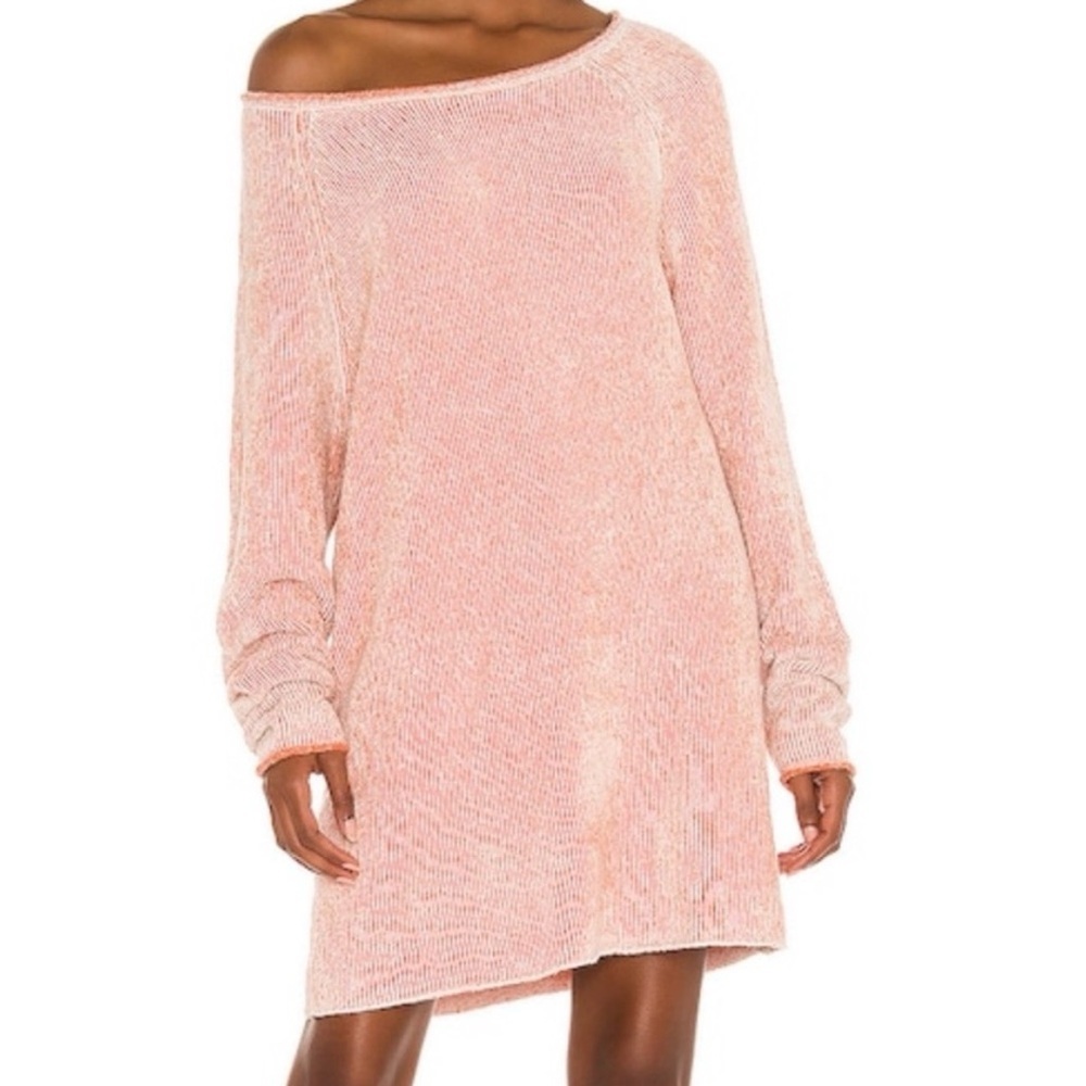 Free People Lenox Orange Cream Tunic Sweater Dress Boho Cozy Ribbed Knit Size S